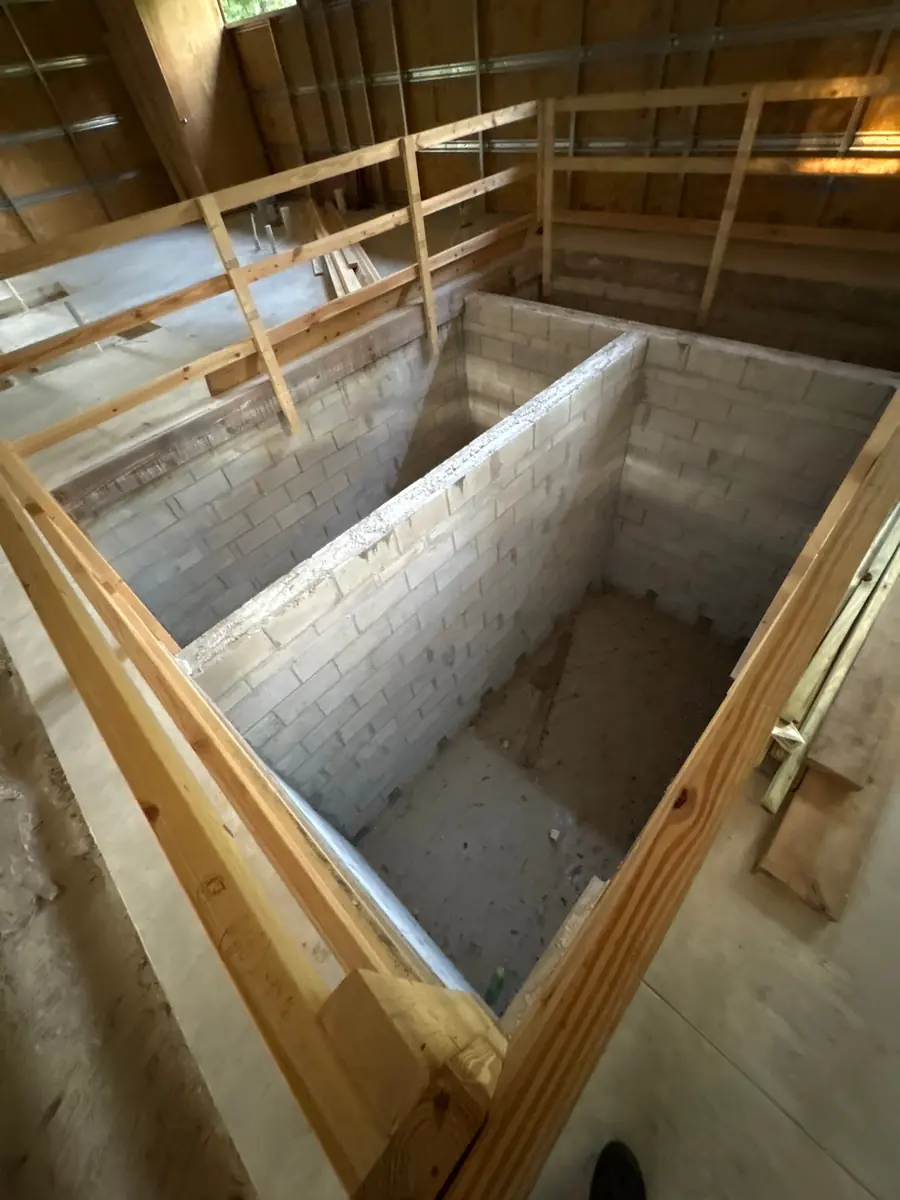 Prepared men's mikvah hot and cold boros formwork areas awaiting pours
