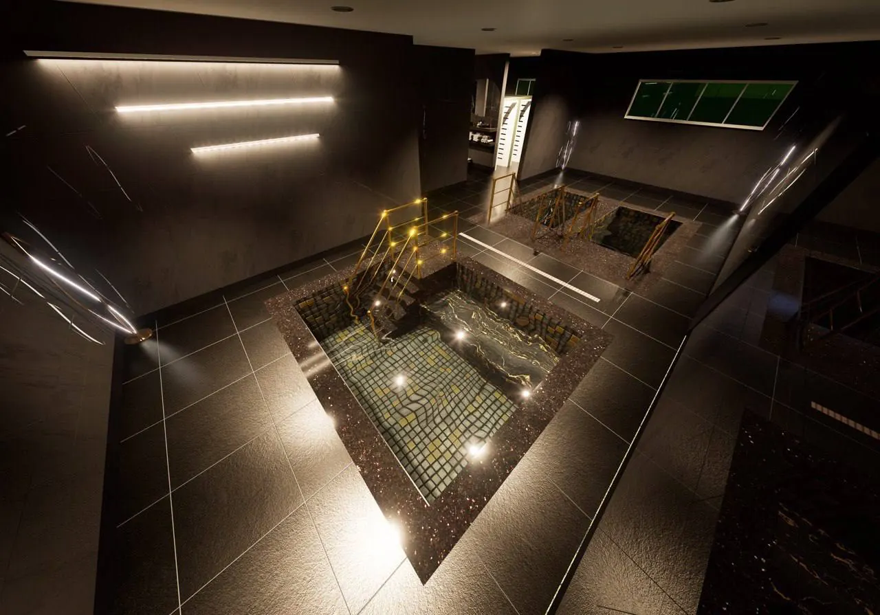 Planned men's mikvah main bor tevillah with hot and cold boros